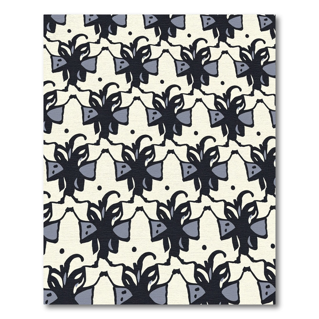 Dark Navy Abstract Floral Brocade Rug