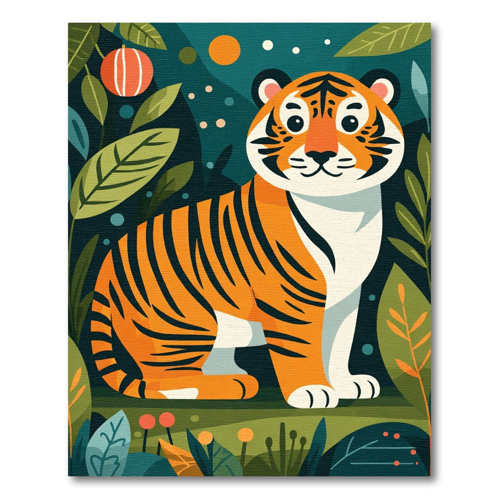 Jungle Tiger With Lush Foliage Scene Rug