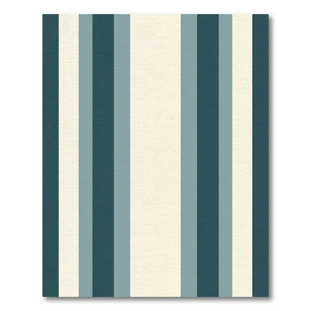 Deep Teal Cream Striped Bands Rug
