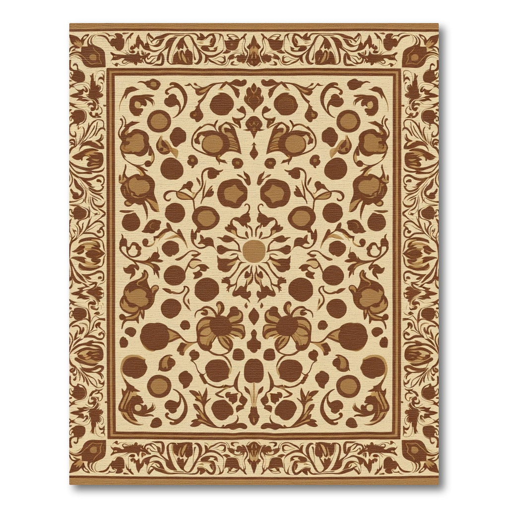 Earthy Tone Floral Medallion Border Rug