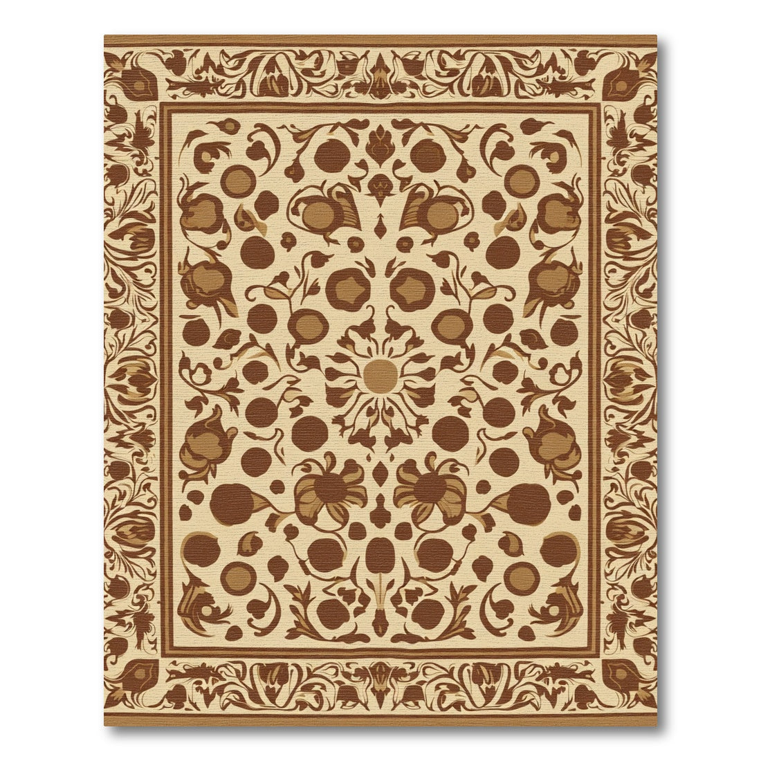 Earthy Tone Floral Medallion Border Rug