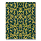 Gilded Teal Damask Floral Flourish Rug