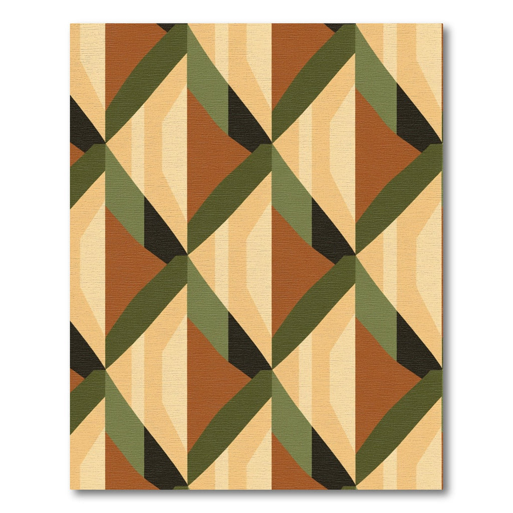 Retro Ochre Diamond Geometric Rug
