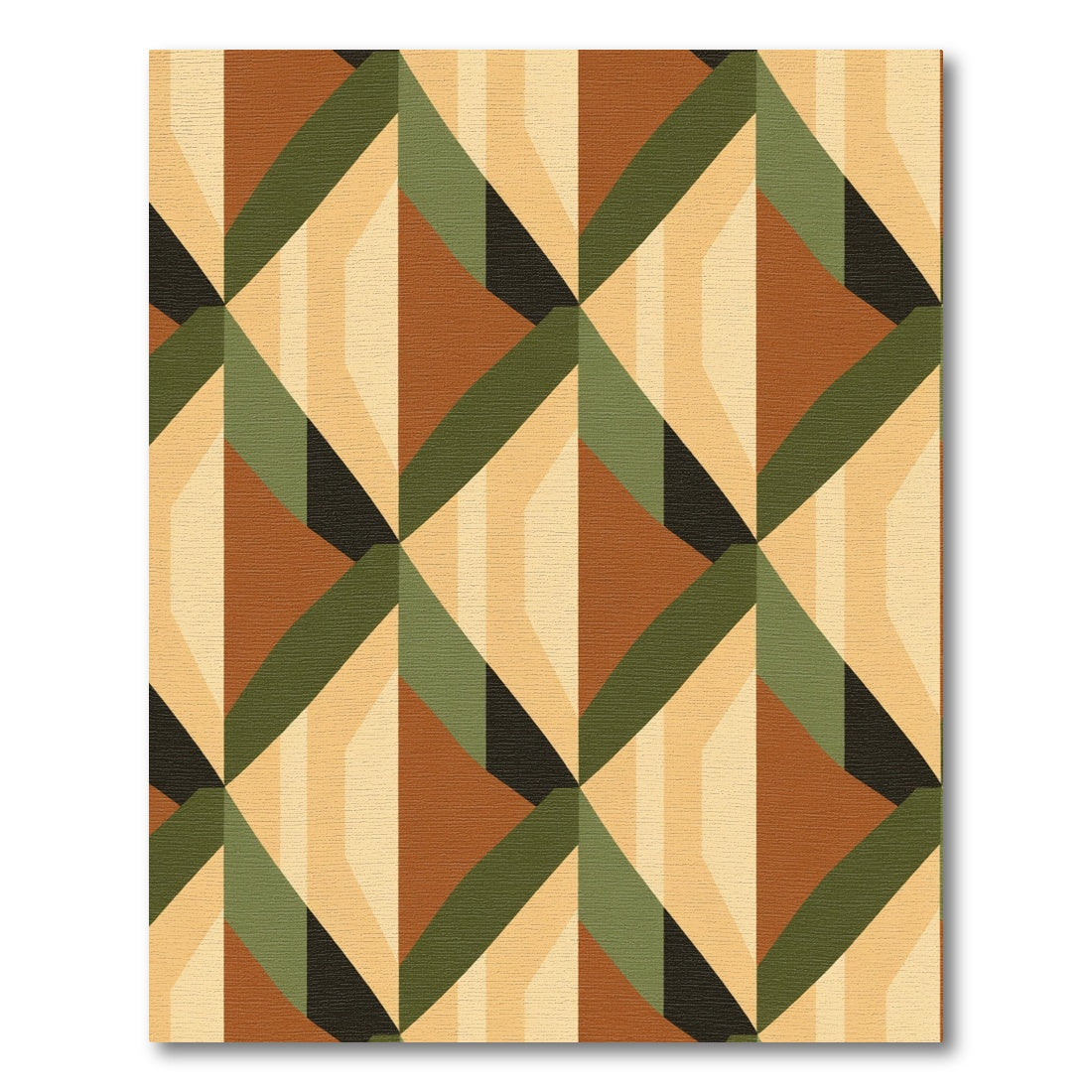Retro Ochre Diamond Geometric Rug