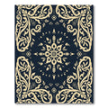 Cream Floral Medallion Navy Rug