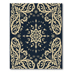 Cream Floral Medallion Navy Rug