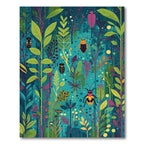 Whimsical Coral Beetle Botanical Garden Rug
