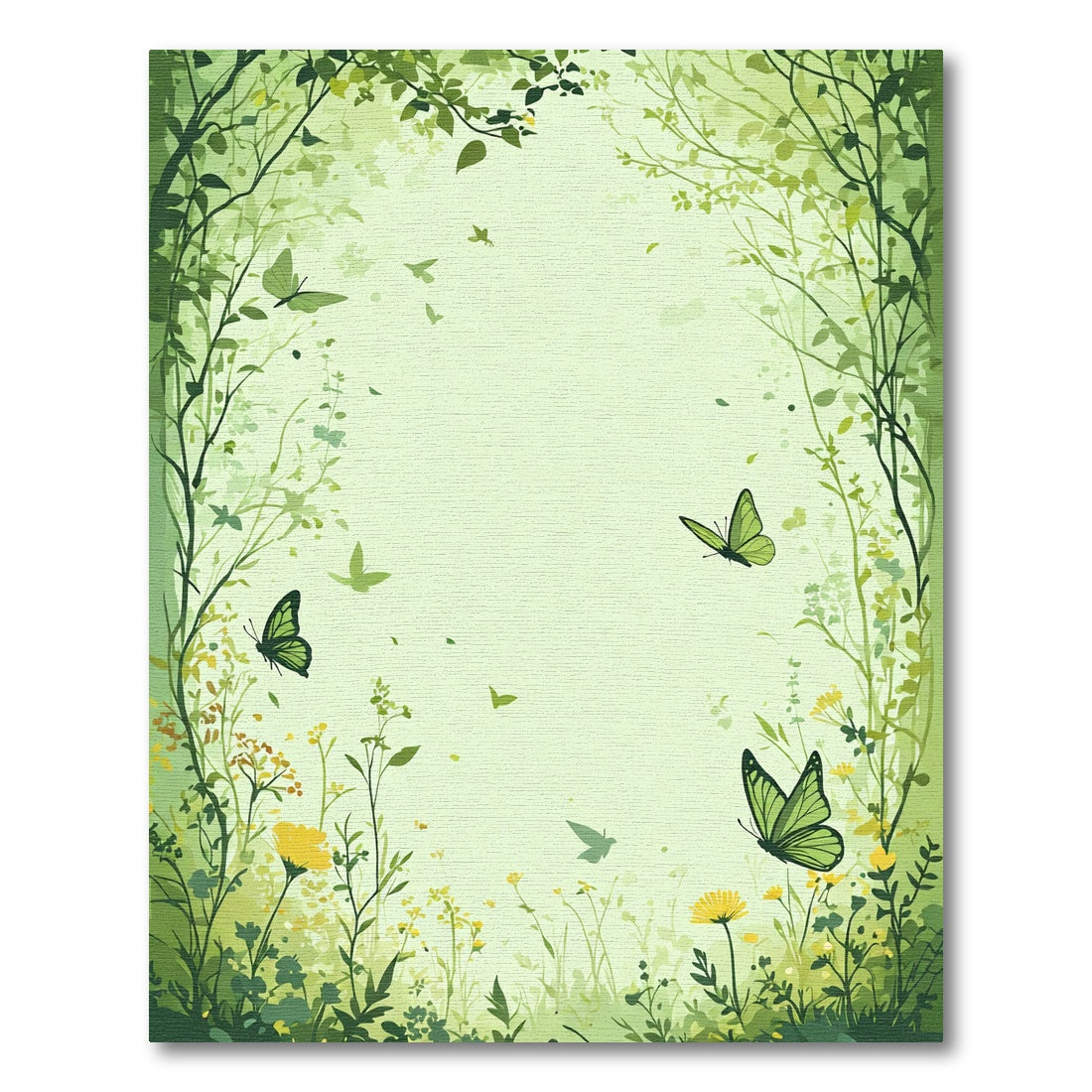 Lush Green Butterflies and Foliage Rug