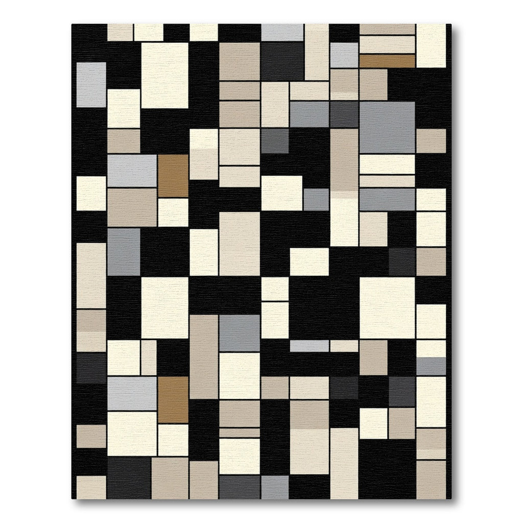 Geometric Block Inlay Neutral Palette Rug