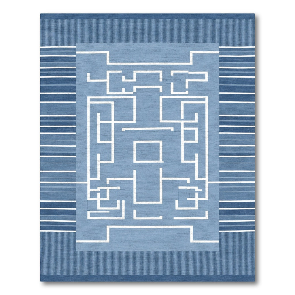 Blue Geometric Labyrinth Abstract Rug