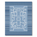 Blue Geometric Labyrinth Abstract Rug