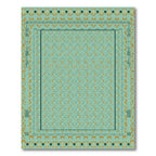 Teal Gold Geometric Arch Border Rug
