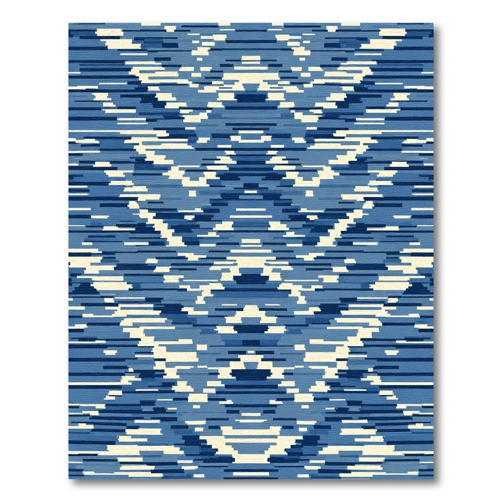 Indigo Blue Abstract Geometric Stripe Rug