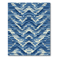 Indigo Blue Abstract Geometric Stripe Rug