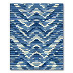 Indigo Blue Abstract Geometric Stripe Rug