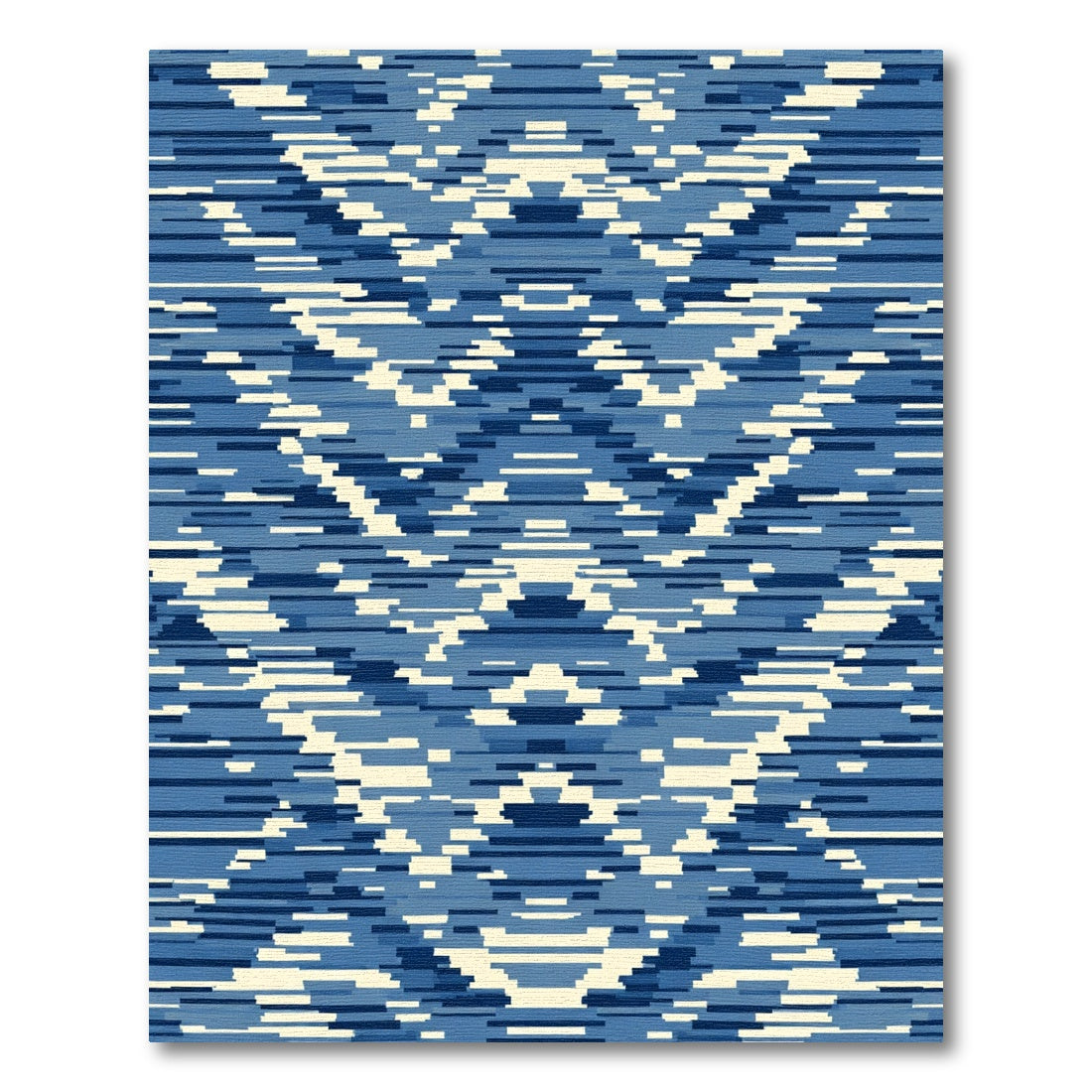 Indigo Blue Abstract Geometric Stripe Rug