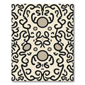 Cream Black Curled Abstract Figures Rug