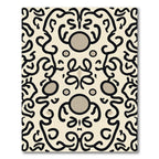 Cream Black Curled Abstract Figures Rug
