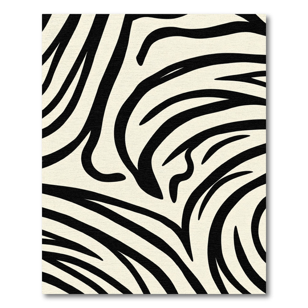 Off White Black Abstract Zebra Stripes Rug