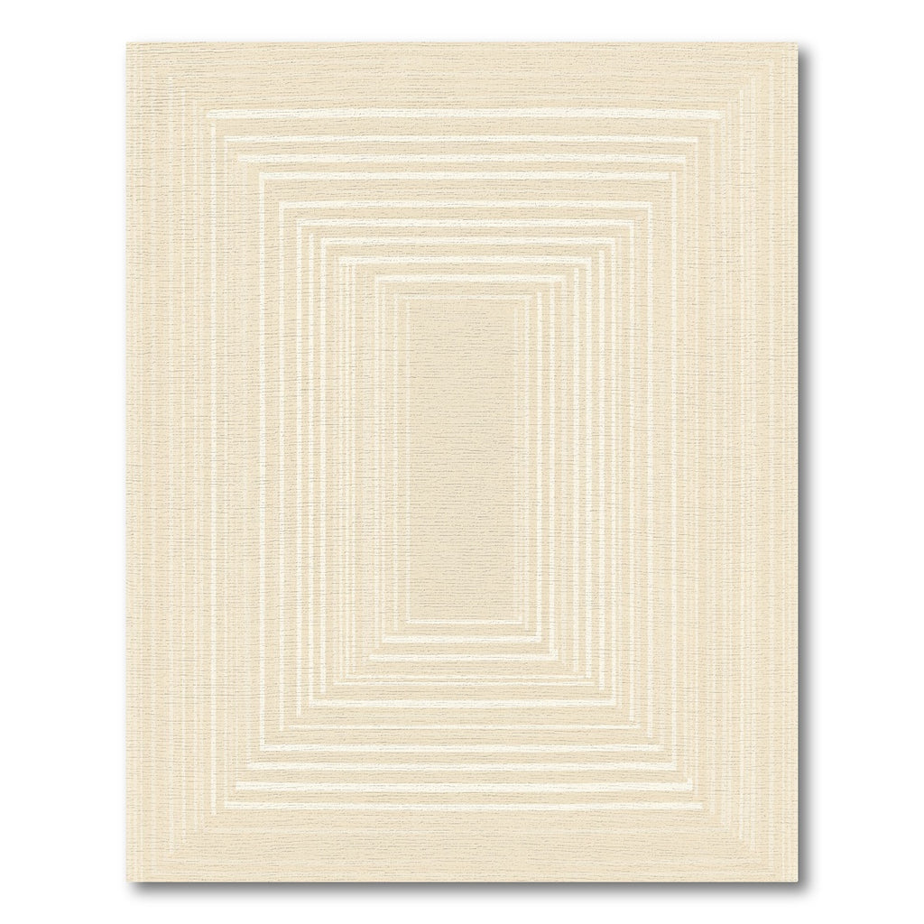 Cream Concentric Rectangle Tunnel Rug