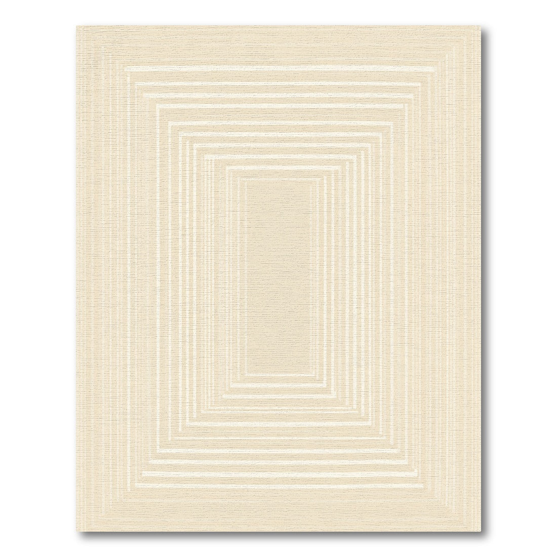 Cream Concentric Rectangle Tunnel Rug