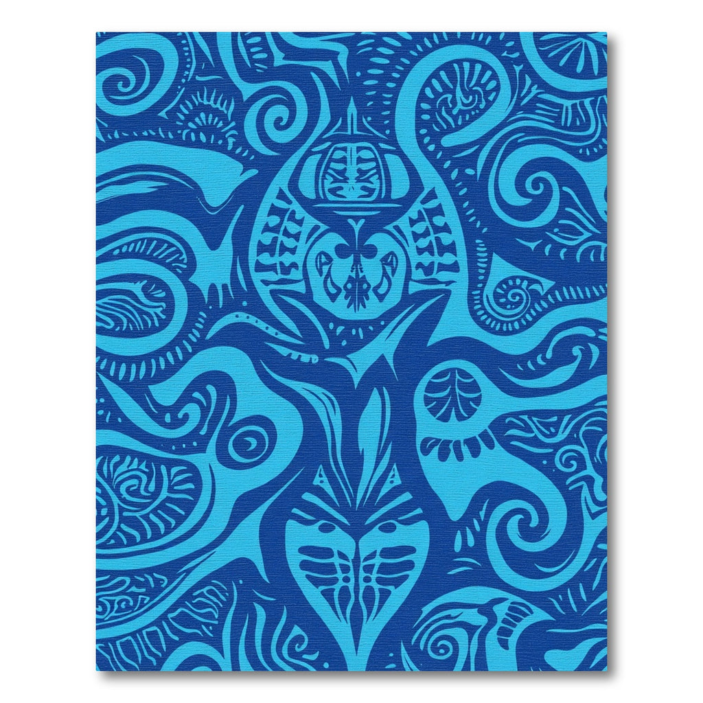 Deep Blue Tribal Tattoo Swirls Rug