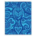 Deep Blue Tribal Tattoo Swirls Rug