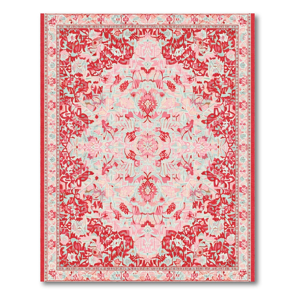 Crimson Blush Floral Medallion Rug