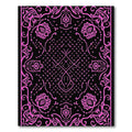 Vibrant Pink Floral Medallion Black Rug