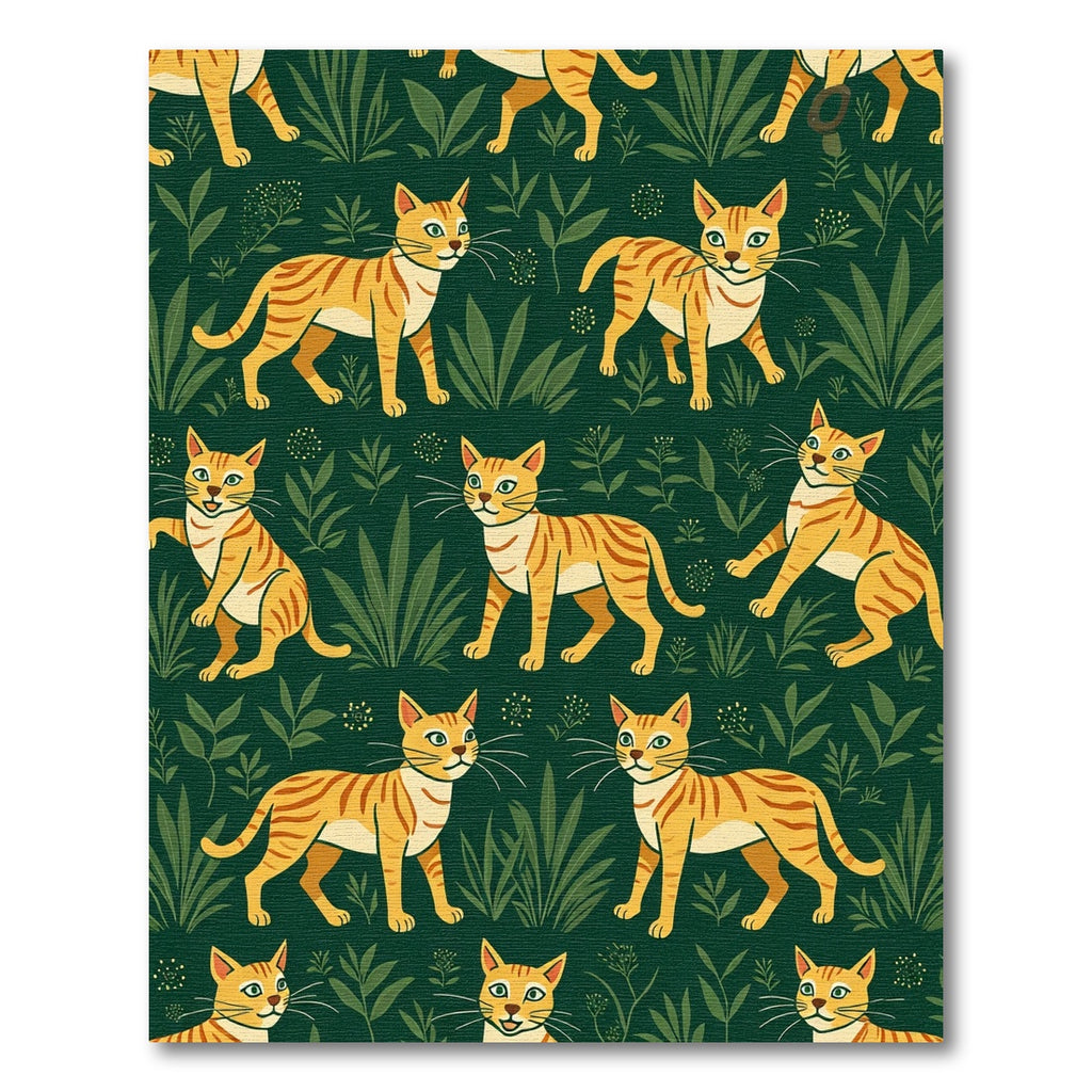playful orange tabby cats green foliage Rug