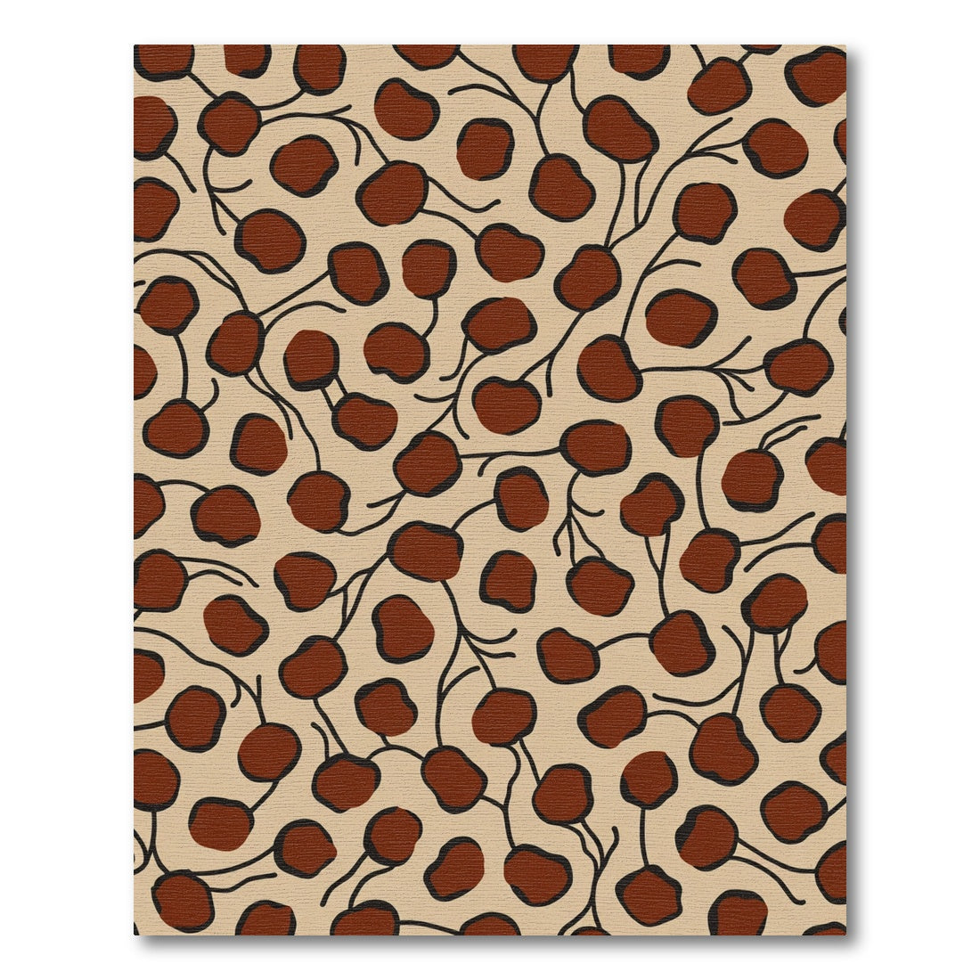 Brown Berry Vine Beige Background Rug