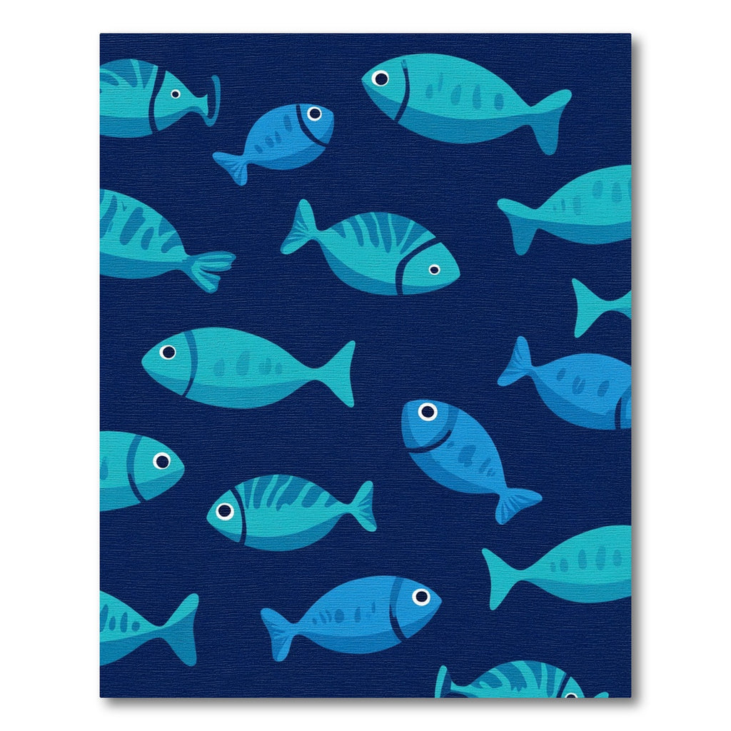 Teal Blue Schooling Fish Arrangement Rug