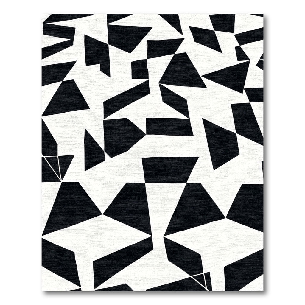 Modern Black White Geometric Abstract Rug