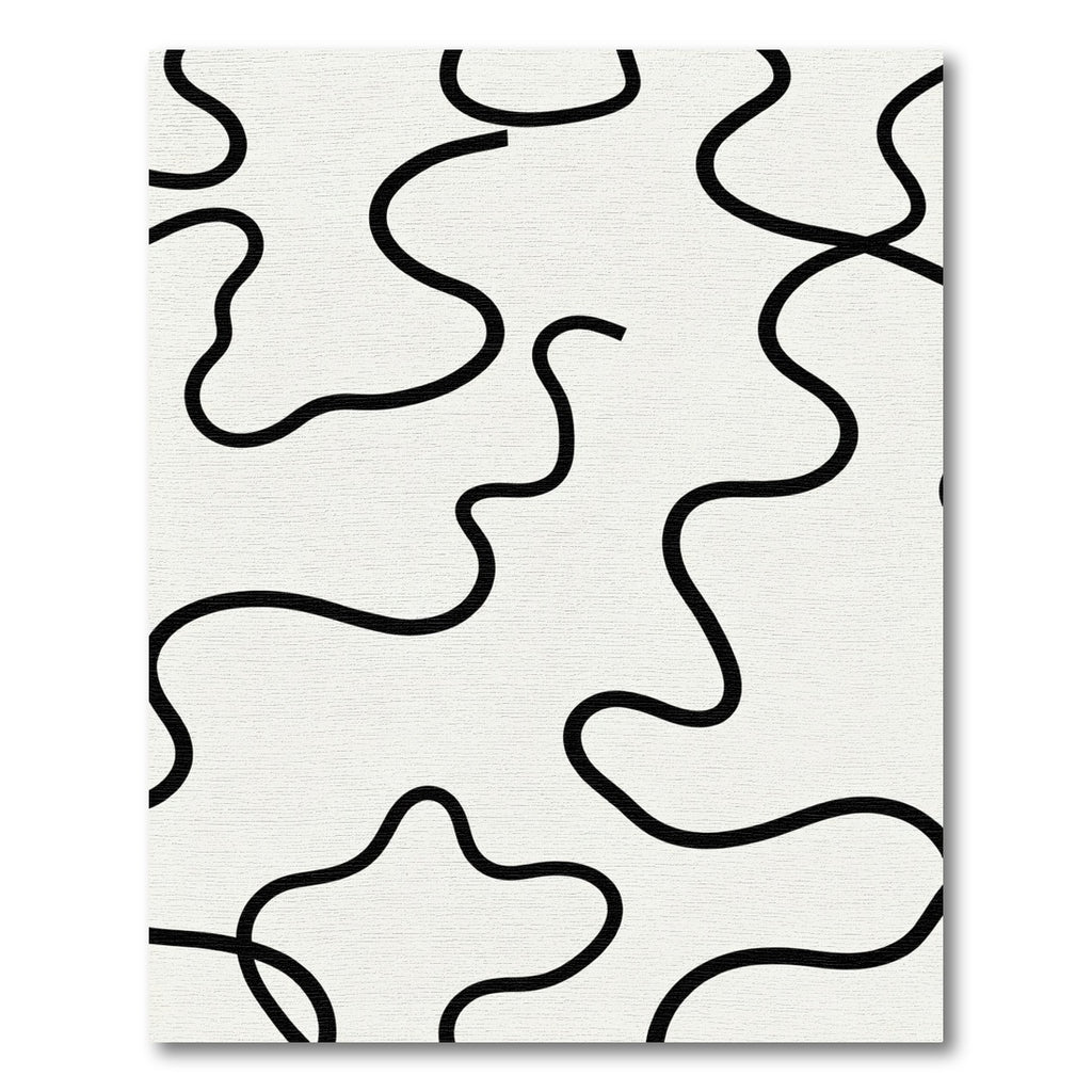 Black Organic Line Wave Rug