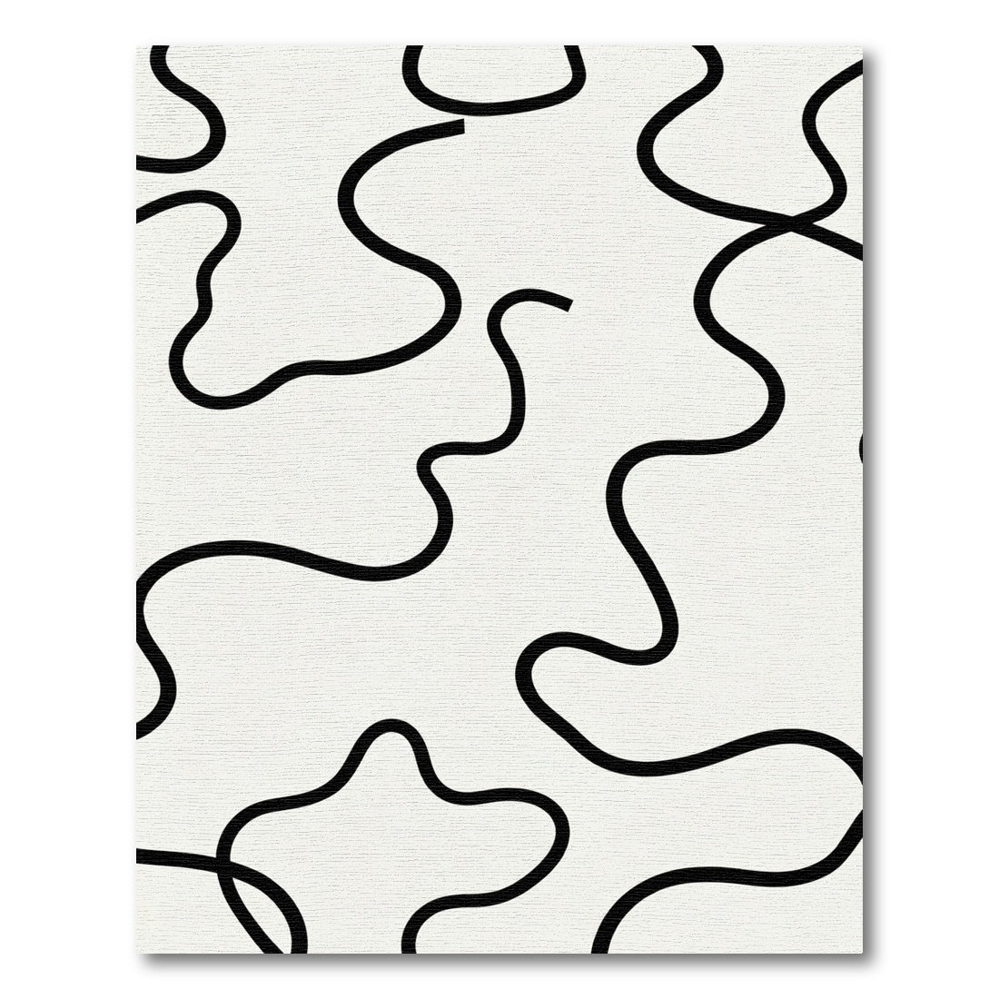 Black Organic Line Wave Rug