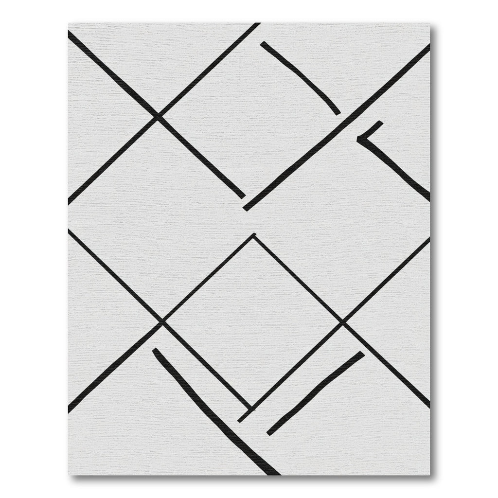 Monochrome Interlocking Geometric Squares Rug