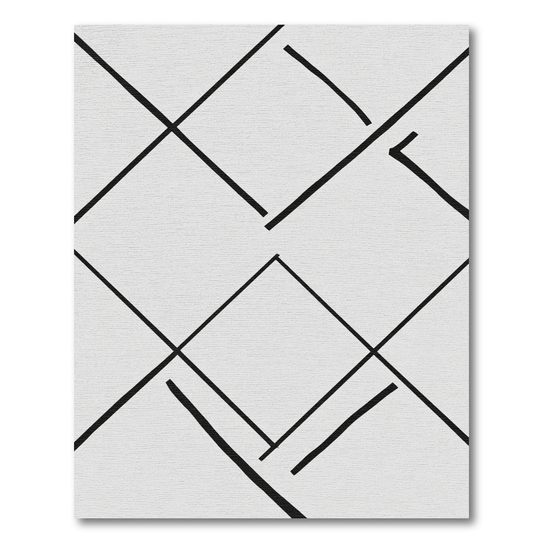 Monochrome Interlocking Geometric Squares Rug