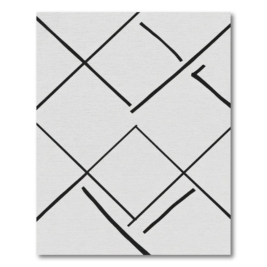 Monochrome Interlocking Geometric Squares Rug