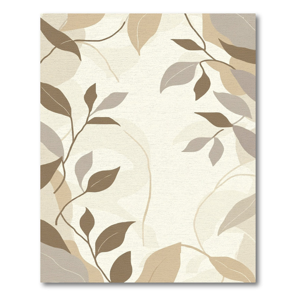 Earthy Tone Abstract Leaf Branches Rug