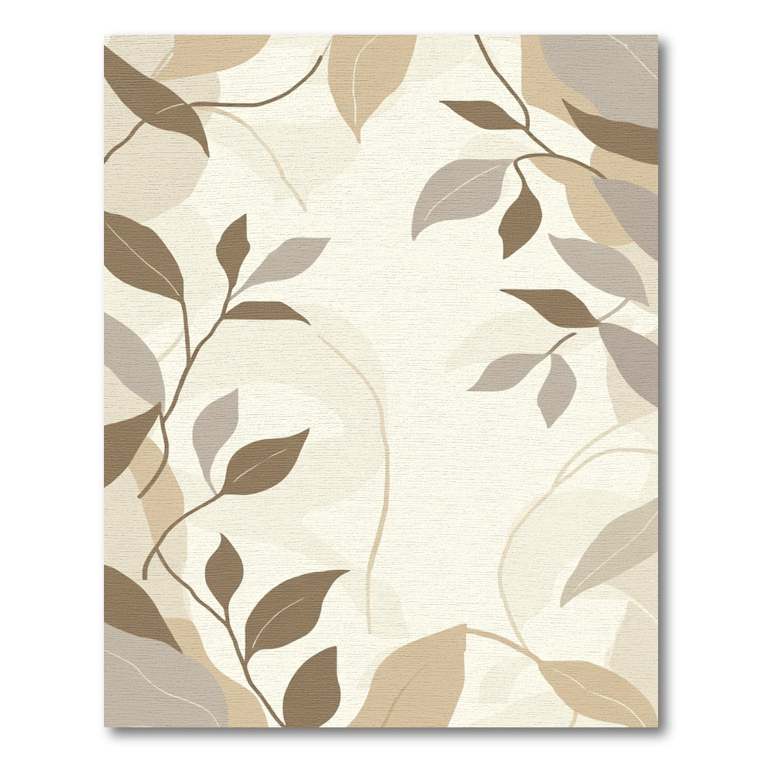 Earthy Tone Abstract Leaf Branches Rug