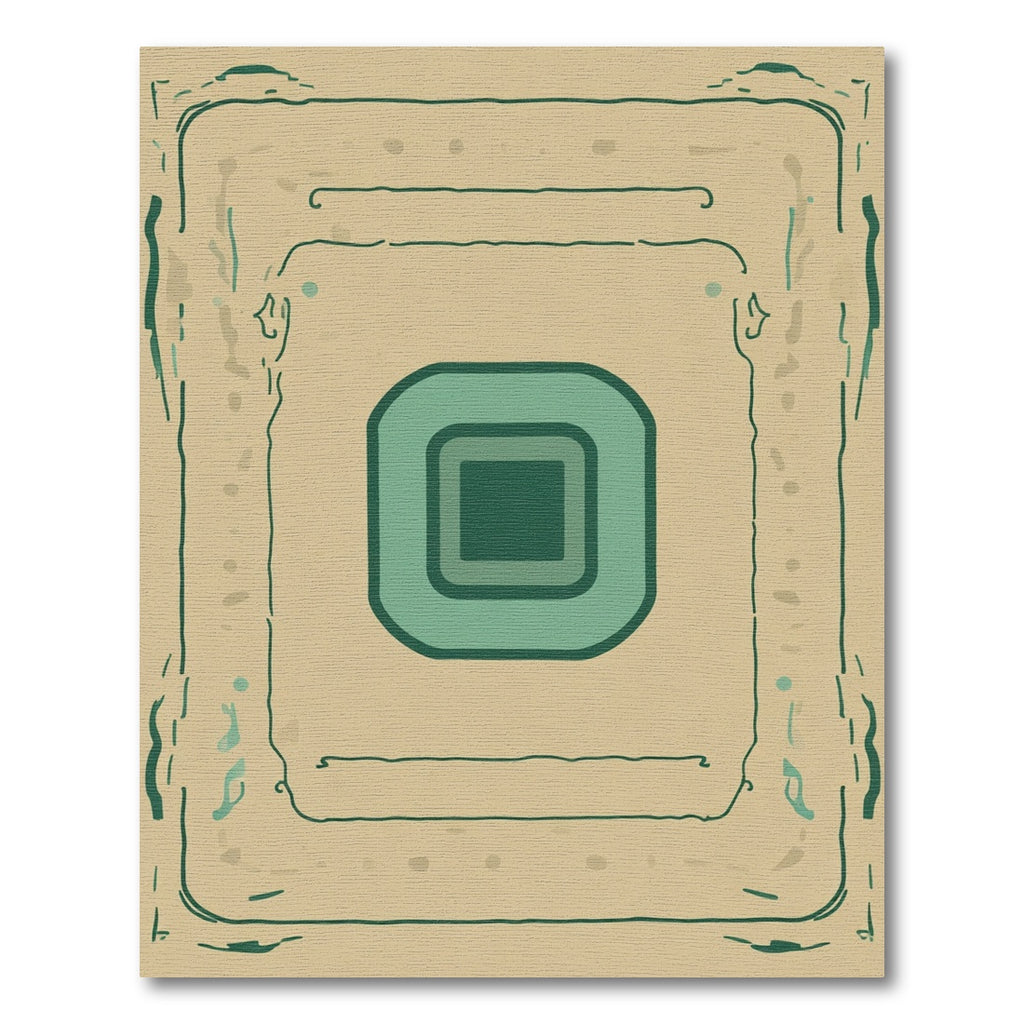 Earthy Teal Inset Square Frame Rug