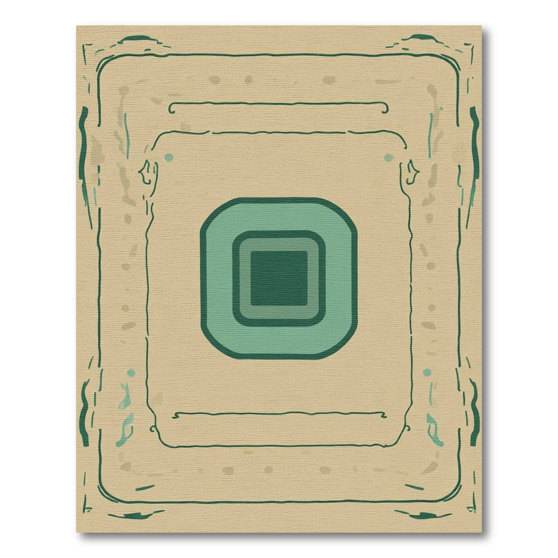 Earthy Teal Inset Square Frame Rug