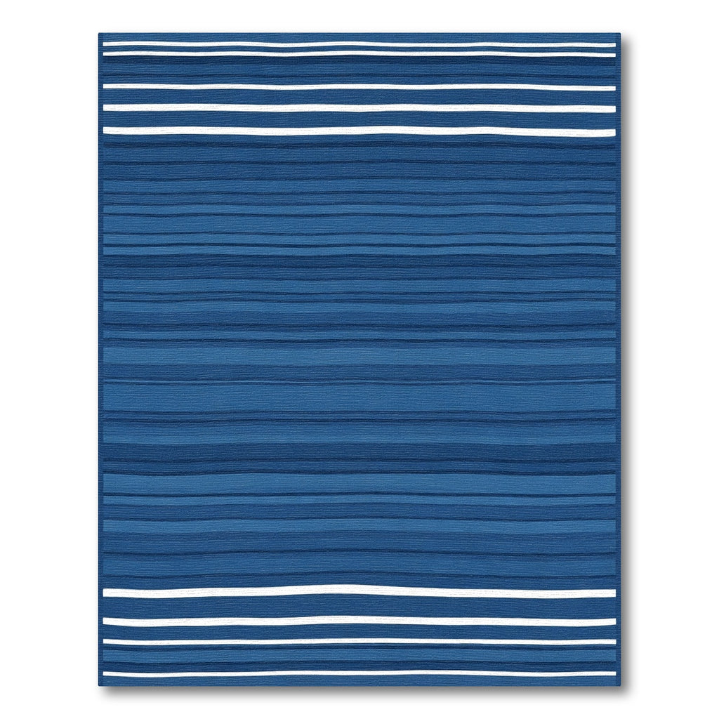 Navy Blue Subtle Stripe Horizontal Rug
