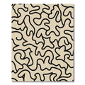 Cream Black Organic Continuous Line Art Rug