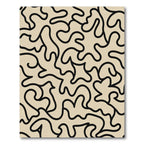 Cream Black Organic Continuous Line Art Rug