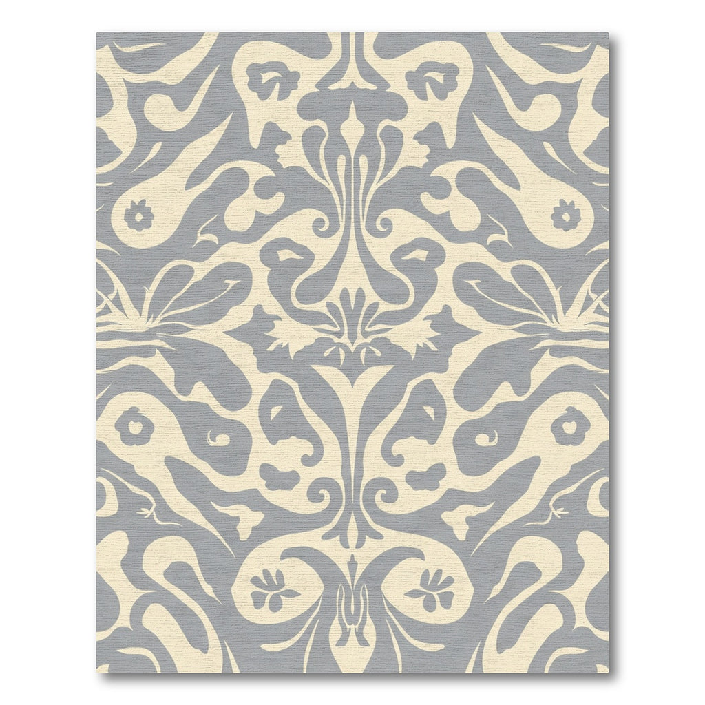 Cream Gray Floral Symmetry Rug