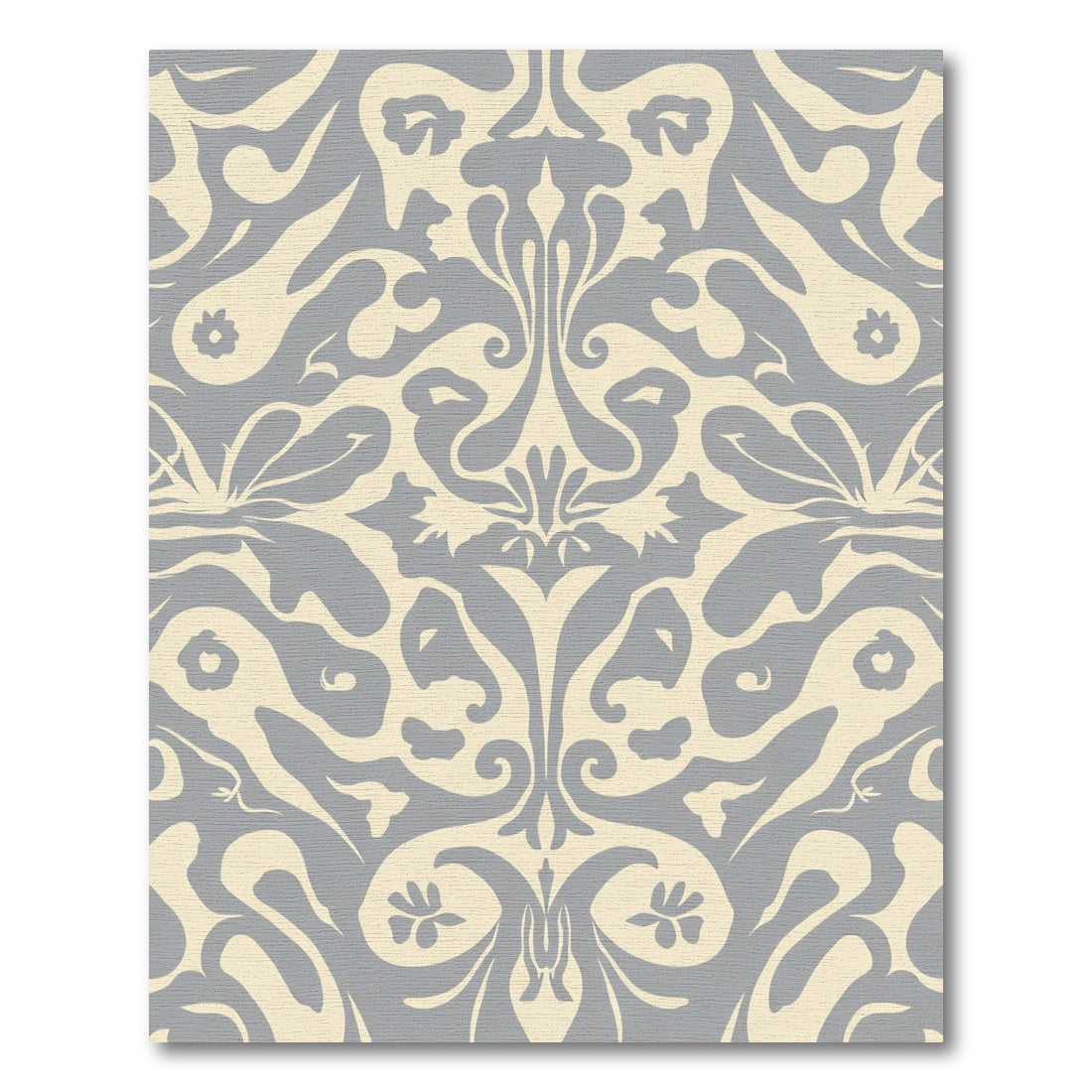 Cream Gray Floral Symmetry Rug