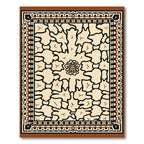 Cream Black Floral Medallion Border Rug