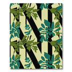 Black Beige Green Foliage Stripes Rug