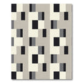 Gray Cream Black Geometric Grid Rug